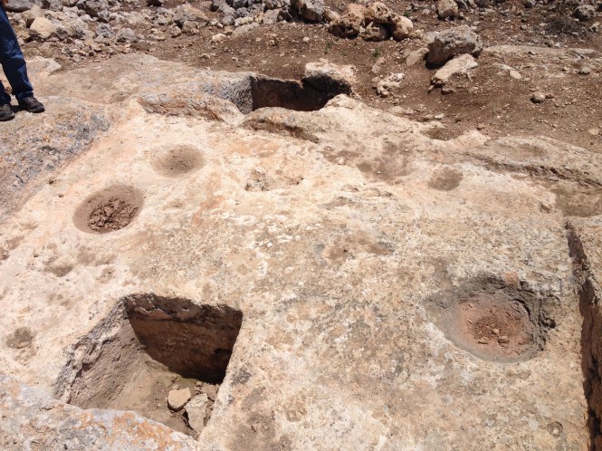 Larger winepress with smaller winepresses added later (seen in Shechem).